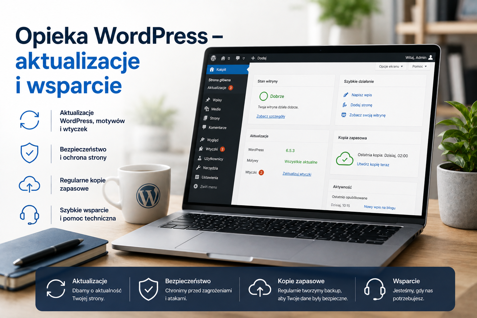 Opieka WordPress – aktualizacje i wsparcie